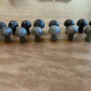 Gray and Black Stone Mushroom Decor (1 buyer gets all 15 miniature stones)